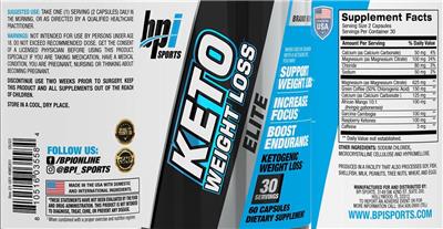 Photo of the BPI Sports Keto Weight Loss Elite label