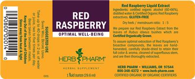Photo of the Herb Pharm Red Raspberry label