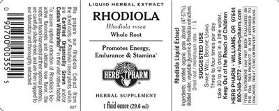 Photo of the Herb Pharm Rhodiola label