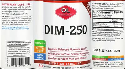 Photo of the OL Olympian Labs DIM-250 label