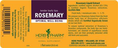 Photo of the Herb Pharm Rosemary label