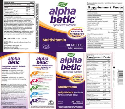 Photo of the Nature's Way Alpha Betic Multivitamin label