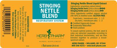 Photo of the Herb Pharm Stinging Nettle Blend label
