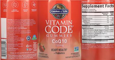 Label of CoQ10 150 mg Gummies Strawberry Flavor