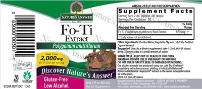 Photo of the Nature's Answer Fo-Ti Extract 2,000 mg label