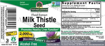 Photo of the Nature's Answer Milk Thistle Seed 2,000 mg Alcohol-Free label