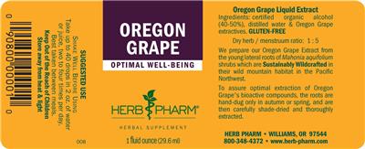 Photo of the Herb Pharm Oregon Grape label