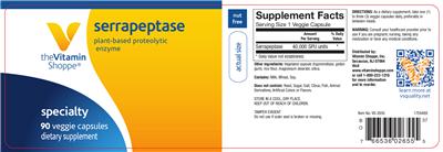 Photo of the The Vitamin Shoppe Serrapeptase label
