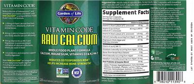 Label of Raw Calcium