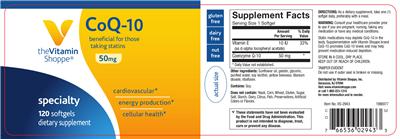 Photo of the The Vitamin Shoppe CoQ-10 50 mg label