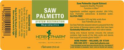 Photo of the Herb Pharm Saw Palmetto label