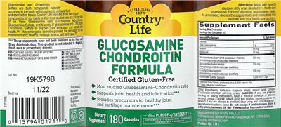 Photo of the Country Life Glucosamine Chondroitin Formula label
