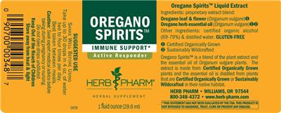 Photo of the Herb Pharm Oregano Spirits label