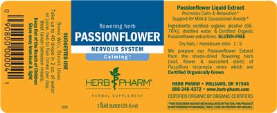Photo of the Herb Pharm Passionflower label