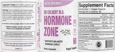 Photo of the Divine Health Hormone Zone label