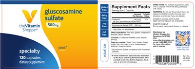 Photo of the The Vitamin Shoppe Glucosamine Sulfate 500 mg label