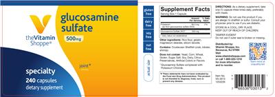 Photo of the The Vitamin Shoppe Glucosamine Sulfate 500 mg label