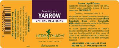 Photo of the Herb Pharm Yarrow label
