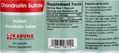 Photo of the Karuna Chondroitin Sulfate label