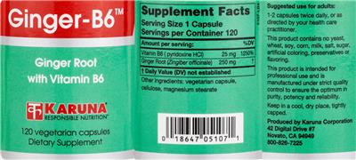 Photo of the Karuna Ginger-B6 label