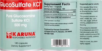 Photo of the Karuna GlucoSulfate KCl label