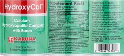 Photo of the Karuna HydroxyCal label