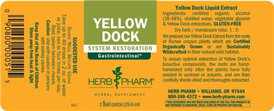 Photo of the Herb Pharm Yellow Dock label