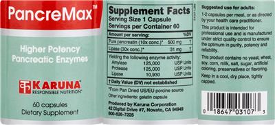 Photo of the Karuna PancreMax label