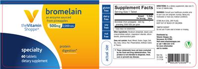 Photo of the The Vitamin Shoppe Bromelain 500 mg label