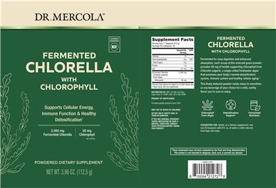Photo of the Dr. Mercola Fermented Chlorella with Chlorophyll label