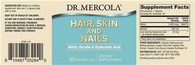 Photo of the Dr. Mercola Hair, Skin and Nails label