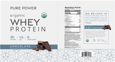 Photo of the Pure Power Organic Whey Protein Chocolate label