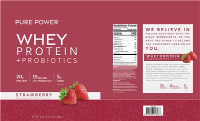 Product label image for Whey Protein + Probiotics Strawberry