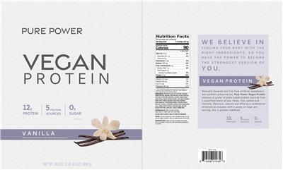 Photo of the Pure Power Vegan Protein Vanilla label