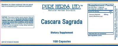 Photo of the Pure Herbs Cascara Sagrada label