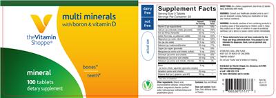 Photo of the The Vitamin Shoppe Multi Minerals With Boron & Vitamin D label