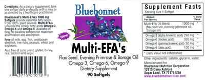 Photo of the Bluebonnet Multi-EFA's label