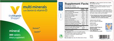 Photo of the The Vitamin Shoppe Multi Minerals With Boron & Vitamin D label