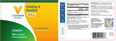 Photo of the The Vitamin Shoppe Choline & Inositol 500 mg label