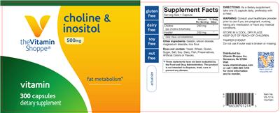 Photo of the The Vitamin Shoppe Choline & Inositol 500 mg label