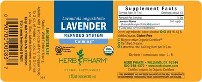Photo of the Herb Pharm Lavender label