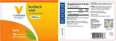 Photo of the The Vitamin Shoppe Burdock Root 1080 mg label