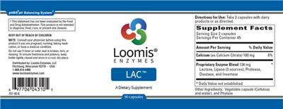 Photo of the Loomis Enzymes LAC label