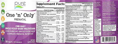 Photo of the Pure Essence One 'n' Only Prenatal label