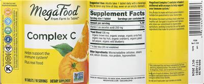 Photo of the MegaFood Complex C label