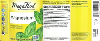 Photo of the MegaFood Magnesium label