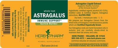 Photo of the Herb Pharm Astragalus label