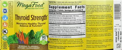 Photo of the MegaFood Thyroid Strength label
