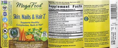 Photo of the MegaFood Skin, Nails & Hair 2 label