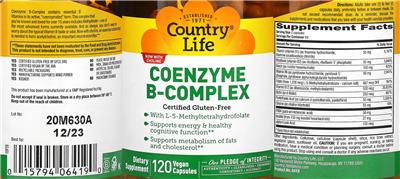 Photo of the Country Life Coenzyme B-Complex label